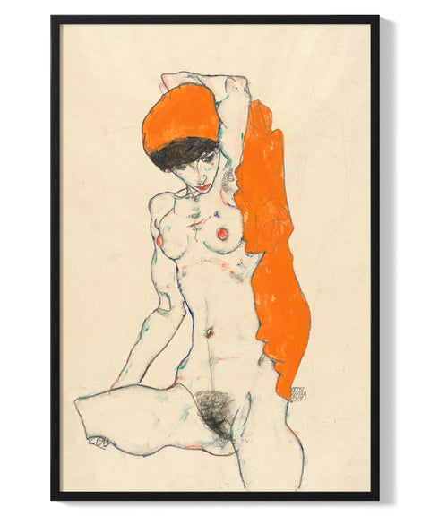 Standing Nude with Orange Drapery