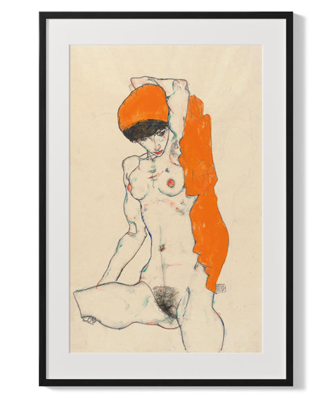 Standing Nude with Orange Drapery